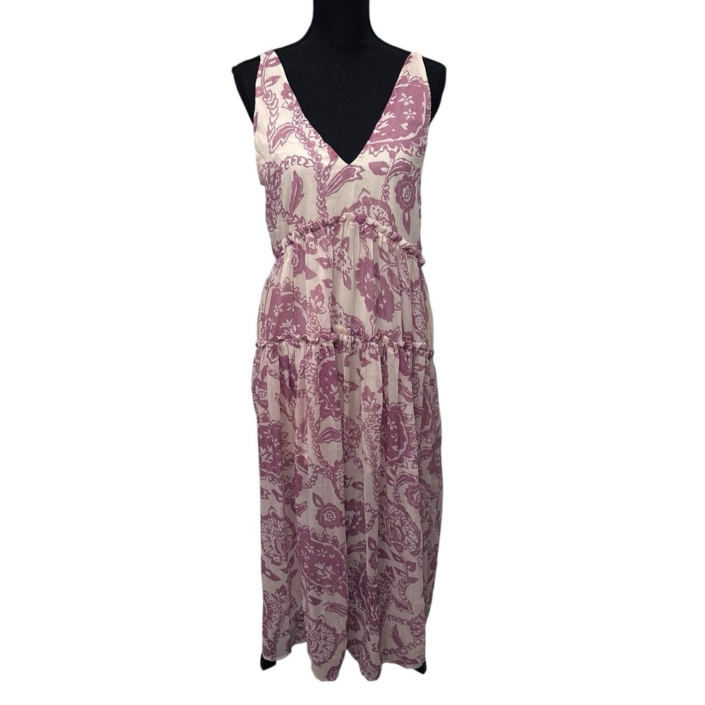 Free People Julianna Maxi Dress for Women Size Small Pockets Rose & Ivory NWT